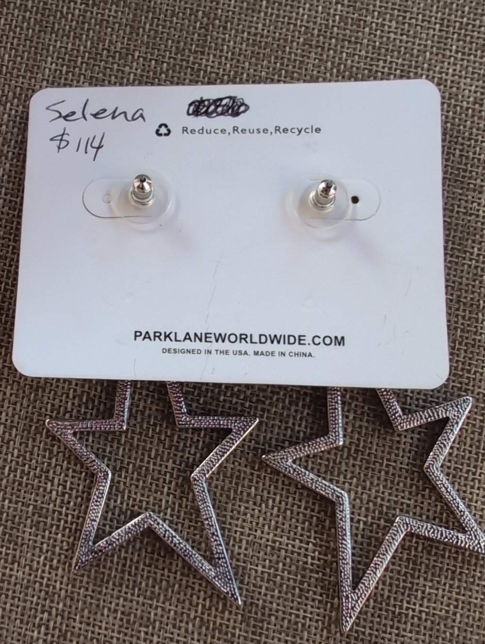 Park Lane Selena Rhinestone Silver Star Earrings - Picture 3 of 4